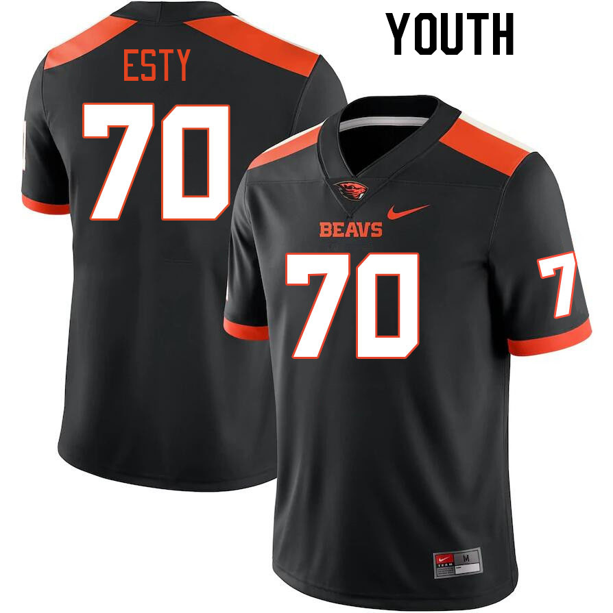 Youth #70 Zander Esty Oregon State Beavers College Football Jerseys Stitched-Black